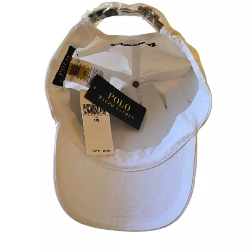 Polo Ralph Lauren Embroidered Cotton Rugby Shirt Twill Sport Cap O/S White NWT - Picture 6 of 9